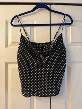 Nasty Gal Black Cowl Neck Star-Print Tank